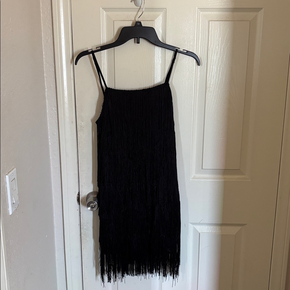 Fashion Nova Elegant Black Fringe Dress